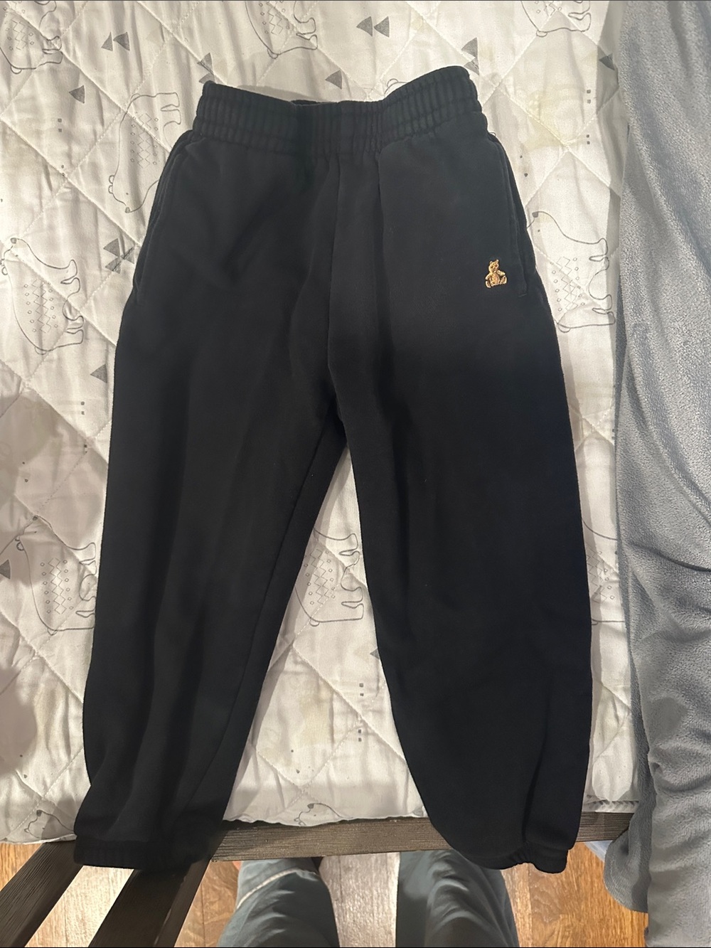GAP Black Sweatpants with Gold Embroidered Patch